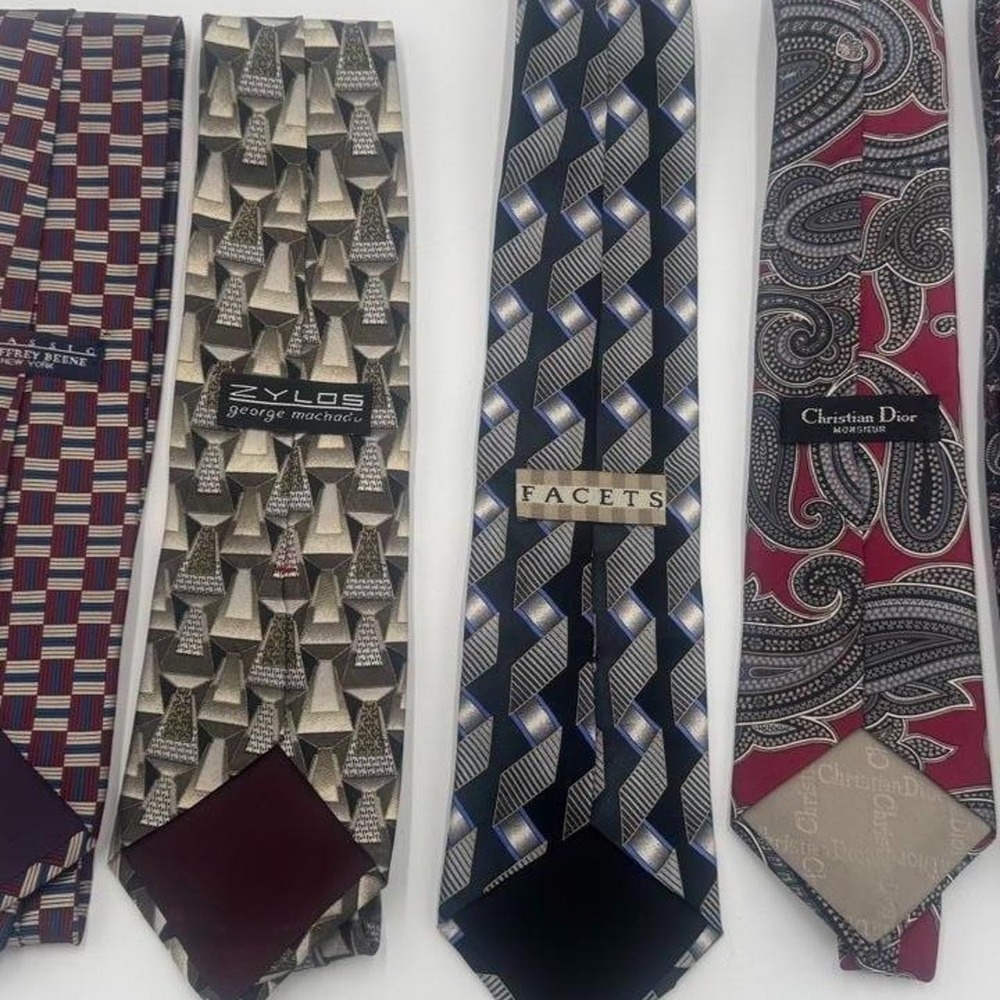 10 Vintage Silk Ties in Various Patterns Geometric Paisley